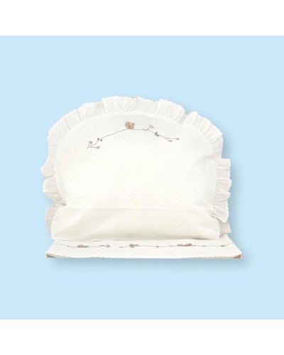 Parure Drap Berceau Avec Taie Broderie Écureuil  Bébé